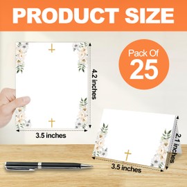 HMJKL Baptism Table Place Cards, Floral Place Cards for Table Setting, First Holy Communion Christening Religious Christening Celebration Fill-in Place Cards, 25 Pack -08