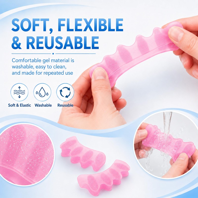 Soft Toe Separators for Women, 2 Pack for Pedicure and