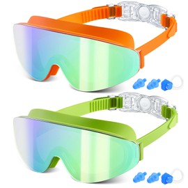 EasYoung Kids Swim Goggles for Age 6-12, 2-Pack Frameless Kids Goggles for Swimming, Anti-Fog, Waterproof, Boys & Girls