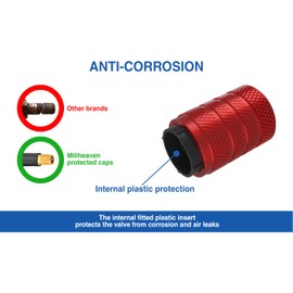 Miliheaven Corrosion Resistant (Red) Aluminium Tire Wheel Alloy Valve Caps Dust Caps (4 Pack) Universal for Cars, SUVs, Bicycles, Motorcycles, Trucks | Plastic Insert | Screw-On