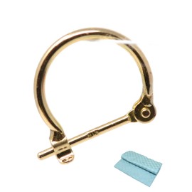 Small Hoop Earrings for Single Ear, 18k K18, 18K Gold, Pipe Size 0.04 x 0.4 inches (1 x 10 mm) (Set of 1 Earring and 2 Polishing Cloths), 18K Gold