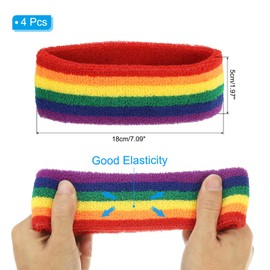 PATIKIL Sweatband Headbands, 4 Pcs Terry Cloth Sweat Band for Women Men Sports Basketball Tennis Athletic Gym Working Out, Rainbow