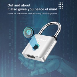 Dr.TOUGH Fingerprint Padlock,  Weatherproof Smart Padlock with Keyless Biometric, IP65 Waterproof Electronic Combination Lock for Heavy Duty and Outdoor Fence Gate Pool Shed Gym Storage Locker - Color: Mini Padlock（non-waterproof）