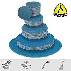 Velcro sanding discs for disc sanders and eccentric sanders, sandpaper PS 21 FK, diameter 400 mm, unperforated, pack of 5, grain size: 80