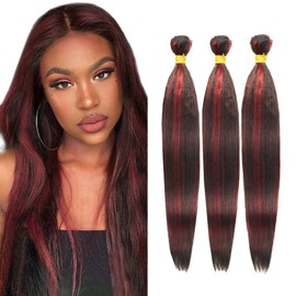 Aikebi Brazilian Human Hair Bundles 18 20 22 Inch Burgundy P1B/99J Straight Bundles Human Hair 100% Unprocessed 10A Hair Weave for Black Women Soft Sewn In with Double Weft