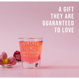 Vintage 1985 Etched 1.75oz 1pk Shot Glass – Happy 40th Birthday Gifts Women Men, Cheers to 40 Years, Turning 40 Year Old Woman Decorations Decor, Anniversary Bday Party Favors, Best Gift Ideas 1.0