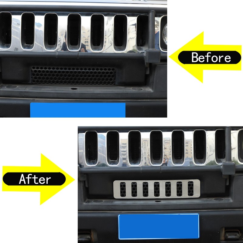 cartiangoUS Chrome Steel Front Bumper Lower Mini Grille Fit For