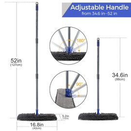 MASTERTOP Microfiber Dust Mops,Double-Sided Flat Mop for Hardwood Floors with 4 Reusable Mop Pads, Floor Mop with Stainless Steel Handle and Extension, Cleaner for Hardwood, Vinyl, Laminate, Tile