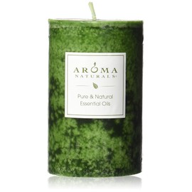 Aroma Naturals Holiday Juniper, Spruce and Basil Essential Oil Pillar Candle, Fresh Forest, 2.5 inch x 4 inch