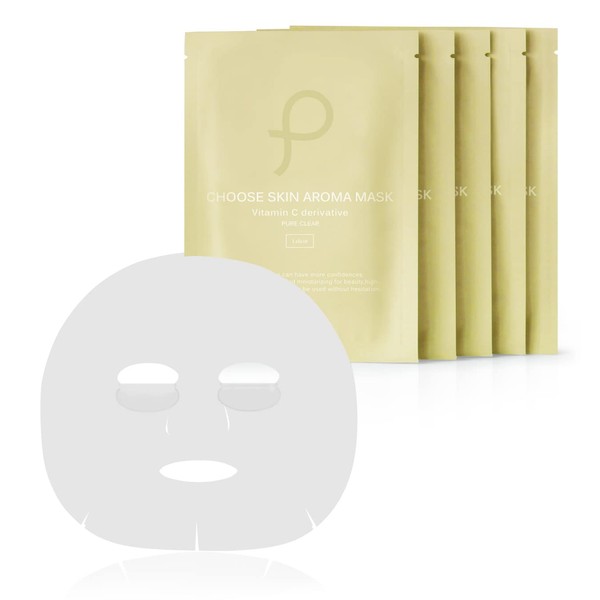 PLuS Cheweskin Aroma Mask, 5 Piece Set (1 Piece Per Package x 5 Piece Set, Vitamin C Derivatives), Clear Skin Moisturizing Type Sheet Mask, Made in Japan