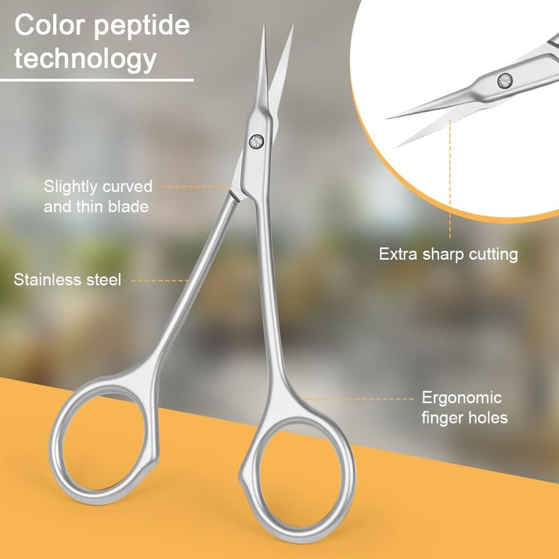 Beugo Nail Scissors, Professional Stainless Steel Cuticle Nail Scissors Curved