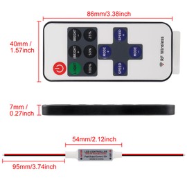 ACEIRMC 4pcs RF Mini Wireless Remote Controller 11 Key with DC 5-24 V for 3528 5050 Single Color LED Strip Lights Wireless Switch Control Dimmer (11 Key)