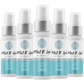 Mist N’ Go by Omaze Travel Bathroom Spray for Toilet Spray Odor Eliminator - Travel Toilet Spray for Bathroom Air Freshener Spray for Bathroom Deodorizer - Breeze Regular Size (2oz x5)