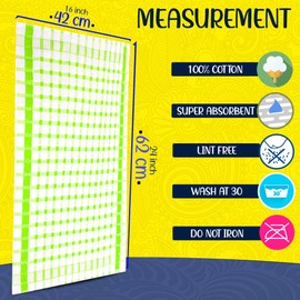 Xelay Pack Of 5 100% Cotton Tea Towels Set Green White Large Super Absorbent Wonderdry Kitchen Towels Terry Dish Cloths Cleaning Drying 60x40cm (Green White)