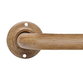 Wood Curtain Rods for Windows: 1 Inch Diameter Heavy Duty Adjustable Curtain Rod 32" to 45", Wood Grain Pattern Blackout Wrap Around Window Rod for Indoor and Outdoor,Room Darkening Drapery Rods