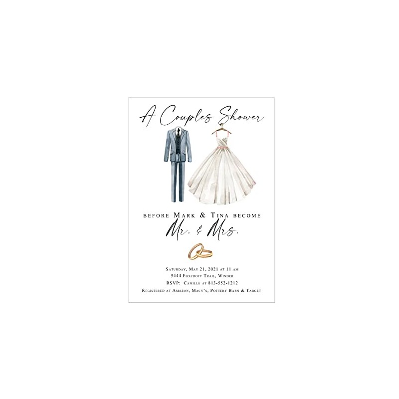 Couples Shower Bride and Groom Wedding Shower Invitations