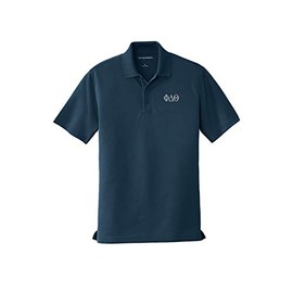 Phi Delta Theta Performance Polo - Dry Zone Micro Mesh (Large) Navy, Grey