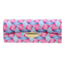 Motique Accessories Diamond Pattererned Fabric Lipstick Case with Mirror for Purse-Pink