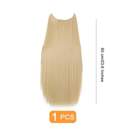 Traziewell Blonde Hair Extensions Invisible Secret Hidden Wire in Hair Extension Long Straight Synthetic Hairpieces Translucent Fish Line for Women Blonde, 1012