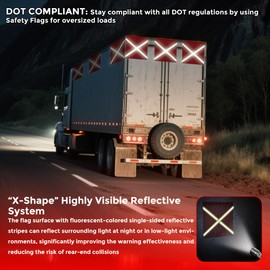 Safety Warning Flags for Truck Trailer, Cross-Reflective Strip18x18 Inch Mesh Flags, Red with Wire Loop, Safety Flag Warning Flag, Warning Safety Flag with Wire Loop