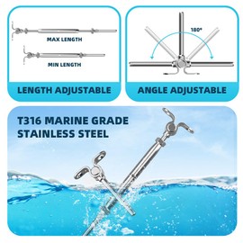 Steel DN Mate 20 Sets T316 Stainless Steel Adjustable Angle 180° Fit for 1/8" Cable Railing Kit for Cable Railing Post, Stair Railing Kits for Cable Railing Hardware, Beveled or Horizontal Level DH20