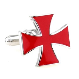 Red Cross Cufflinks for Men, Elegant Religious Accessories, Ideal for Formal Wear and Gift Giving