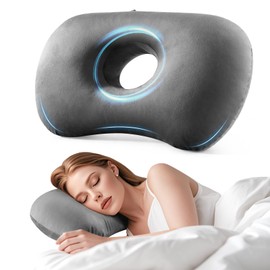 Ear Piercing Pillow for Side Sleepers, Larger Ear Hole Design for Comfortable Sleep, Adjustable Ear Pillows with Soft Washable Cover, Ideal for Piercing Care and Support (Gray)
