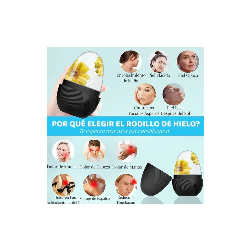 2pzs Rodillo Silicón Hielo Para Masaje Facial Reutilizable