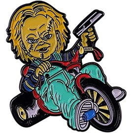 Classic Horror Movie Chucky Character Doll on Bike Metal Enamel Pin