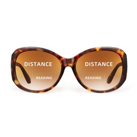 JM Bifocal Reading Sunglasses for Women Fashion Oversized Square Sun Readers Outdoor Reading Glasses UV400 Protection, Brown +2.5