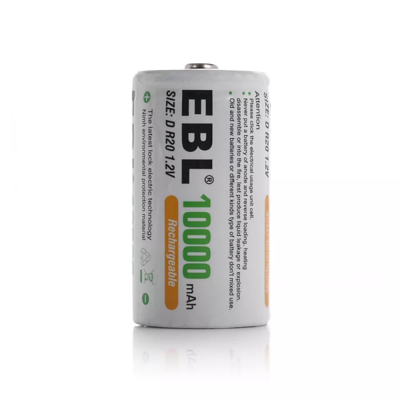 EBL D Cell Size NIMH Rechargeable Batteries 1.2V Battery +
