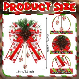 4 Pcs Christmas Bow Decor Glitter Dot Bow Ornament, Green, Vivid