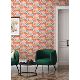 NuWallpaper x Megan Carter Retro Esme Pink Peel and Stick Wallpaper, MCS6401