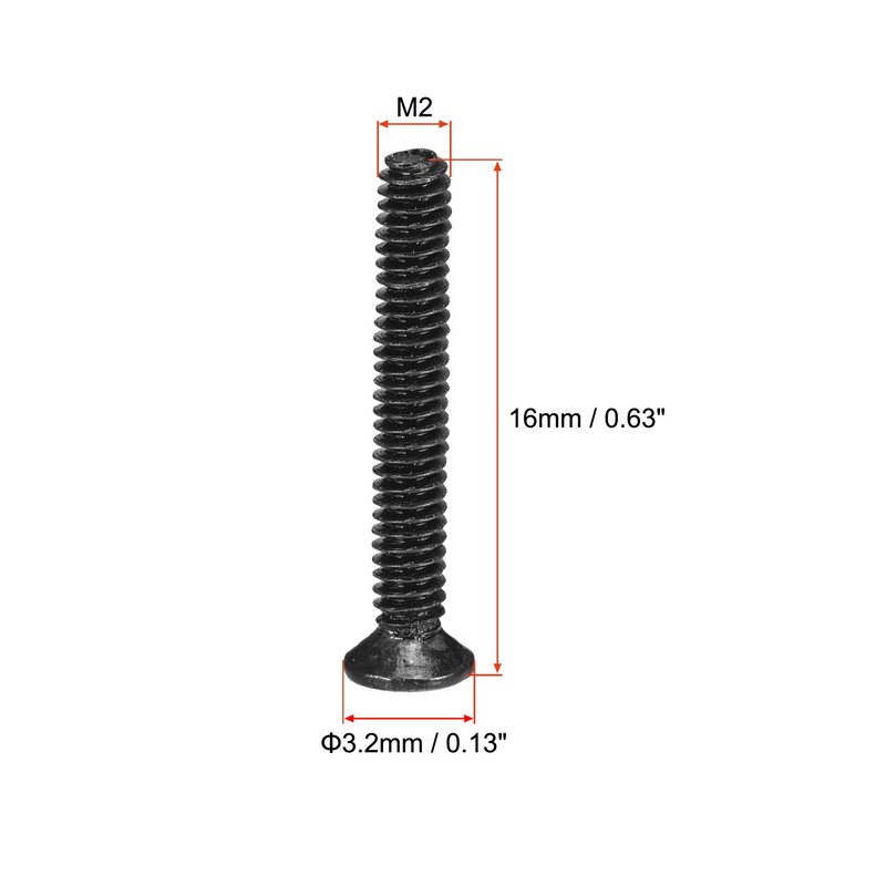 sourcing map M2 x 16mm Phillips Screw Fastener Black for