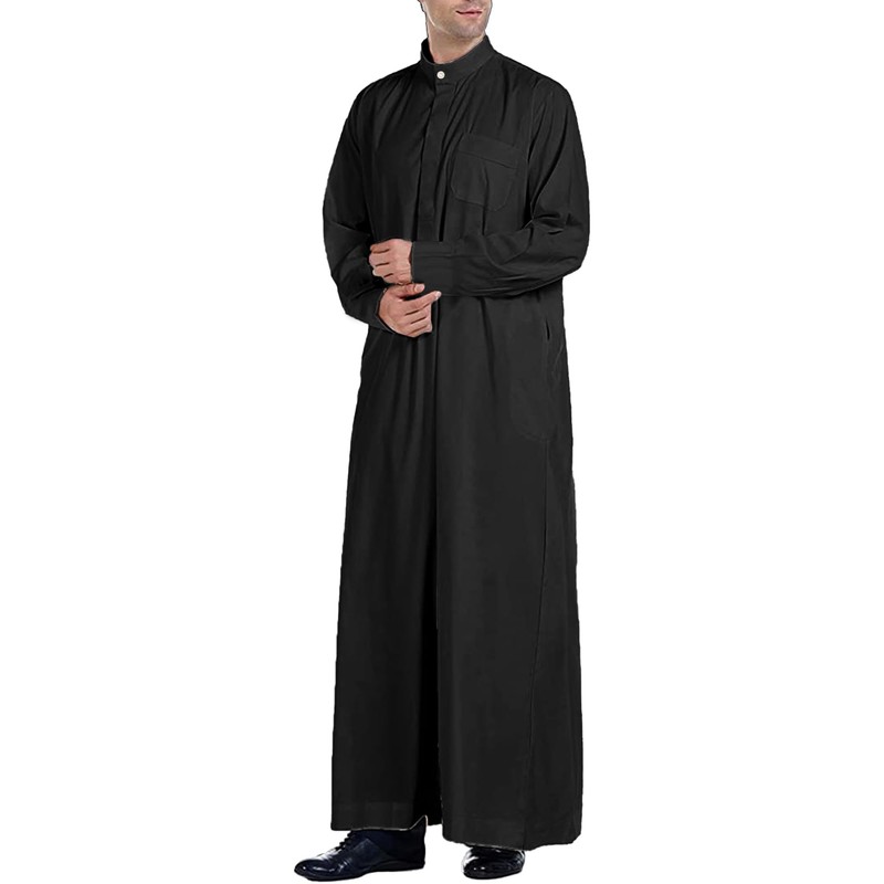 YAOHUOLE Men's Kaftan Long Sleeve Kaftan Men's Long Thobe Men's