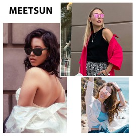 MEETSUN Polarized Sunglasses for Women Men Classic Retro Sun Glasses for Driving UV400 (3 Pack) Black Purple Pink Mirrored