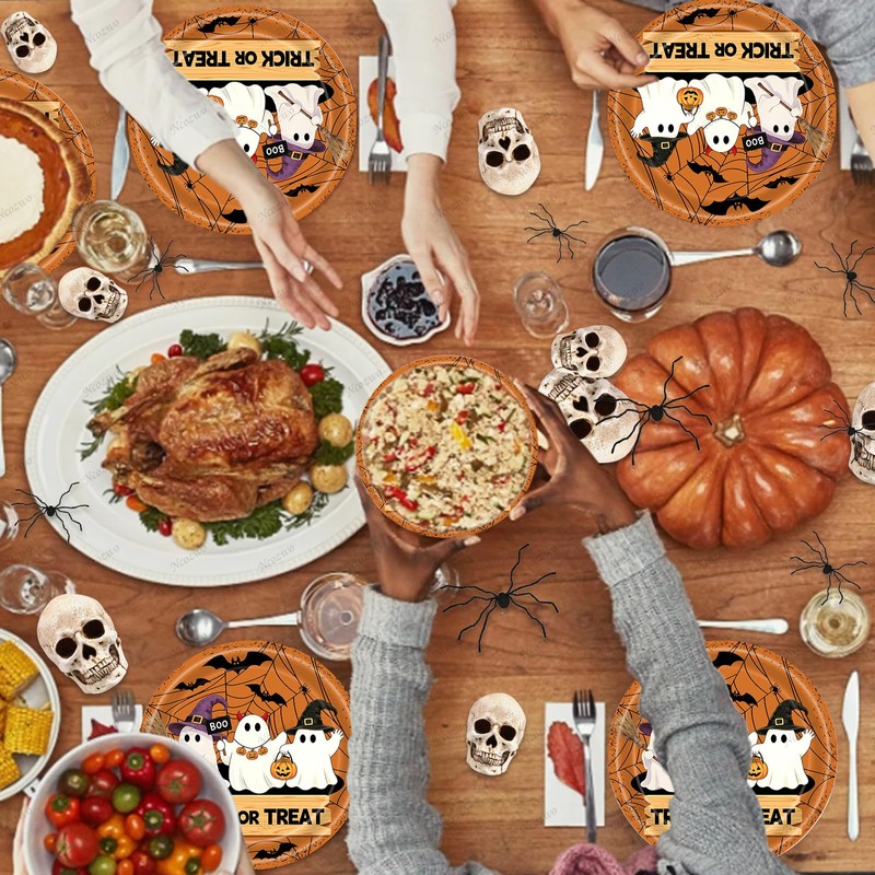 24 Pcs Halloween Party Disposable Paper Plates Cute 7 Inch