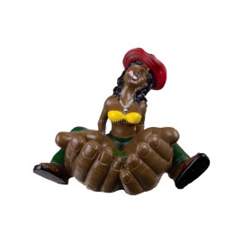6.25" Medium Rasta Jamaican Man Holding Bowl Polyresin Ashtray Decoration | #19