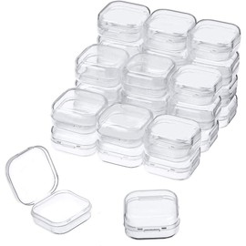 SKUPSY 20 Pcs Mini Clear Plastic Box Square Jewelry Earplug Pill Storage Box Case Container with Lid for Storage of Small Items, Crafts, Jewelry, Hardware