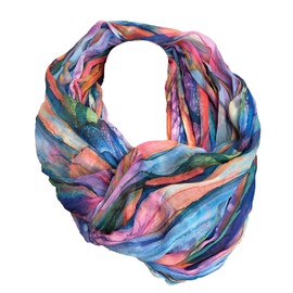 JameStyle26 Colour gradient silk summer loop gradient rainbow silk plain round scarf tube scarf stole scarf light - blue