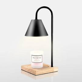 TangDao Kerzenwärmer Lampe für Duftkerzen,Dimmbares Kerzenschmelzlicht Lampe mit hölzerner Basis,Moderner Heizung Duftkerzenhalter Duftlampen für Tischdekorationen zu Hause Yoga Hotel Schwarz