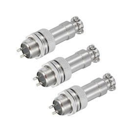 MECCANIXITY 3Pcs 2 Pin GX12 Aviation Connector 125V 5A 16mm Socket Metal Circular Plug Connector with Male Female Plug for Trailers, Drones, Industrial Equipment, Silver
