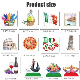 Italian Party Decorations, 12 Honeycomb Centerpieces with Venice, Pizza, Wine, and Landmark Designs