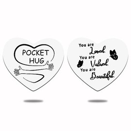 Motivational Inspirational Gifts for Granddaughter Daughter Sister Christmas Birthday Gifts for Pocket Hug Token Keepsake Gifts for Wife Girlfriend Anniversary Presents Double Side Coin Keychain