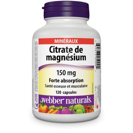 Webber Naturals Webber Naturals Magnesium Citrate 150 mg, 120 Capsules, High Absorption Mineral, Supports Bone and Muscle Functions