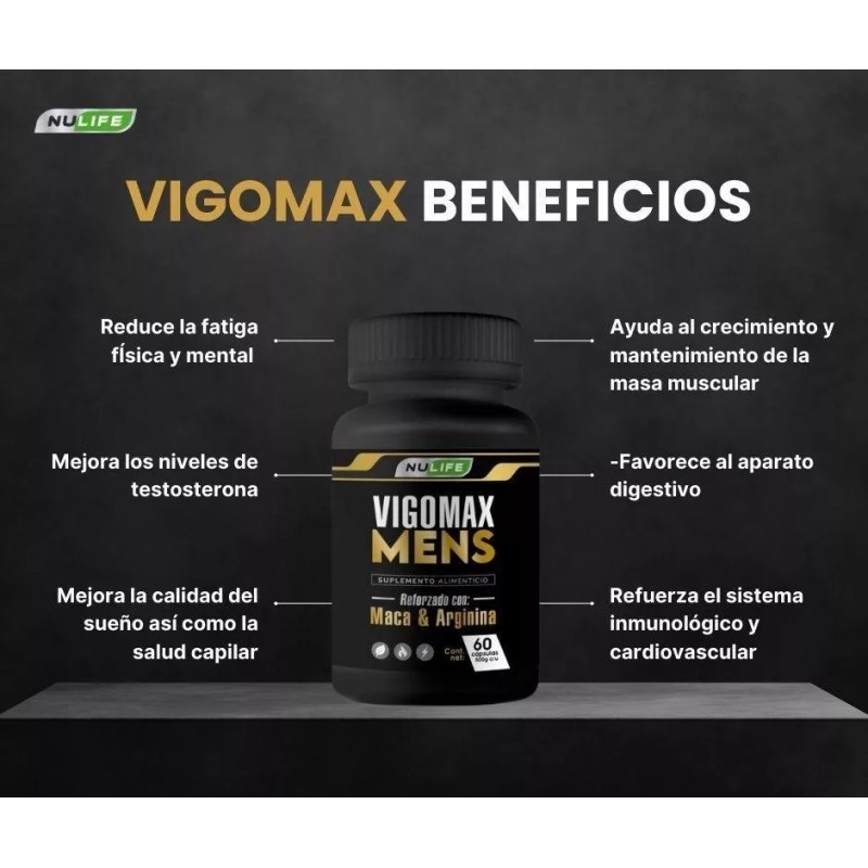 nulife Vigomax Mens Maca Arginina 2 Frsc 60 Caps 500