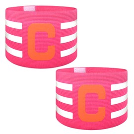 Ynaice 2 Pcs Captains Armband, C Adjustable Elastic Sports Arm Bands Nylon Multicoloured Adult & Youths Football Soccer Captains Armband for All Sports|Pink