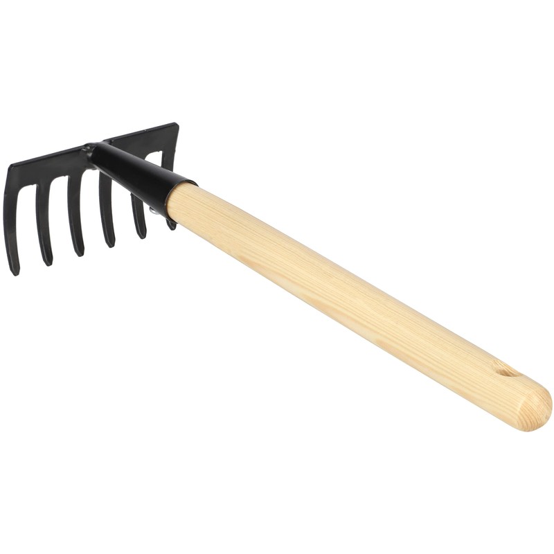 KOTARBAU® Small Steel 6 Prong Rake with Wooden Handle 33