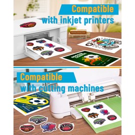 Colemoly Sticker Paper Clear Printable Vinyl for Inkjet Printer-25 Transparent Dry-Quick Sheets of 8.5’’x11’’ Decals and Labels Self-Adhesive Non-Waterproof Papers Tear Resistance Bright Color for DIY