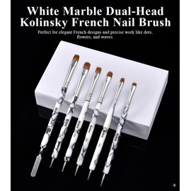 KAZIPOP French Dual-End Nail Brush Kolinsky Sable Professional Gel Acrylic Nail Art Tool for Nail Extensions Dotting Tool 3D Nail Art Manicure Pedicure and Salon at Home (12#)